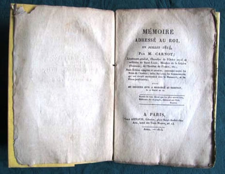 Mémoire adressé au Roi en juillet 1814 par M. Carnot. - Édition originale.. CARNOT Lazare-Nicolas-Marguerite