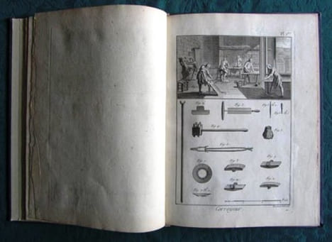 Recueil de 17 planches de l'Encyclopédie de Diderot et D'Alembert. Parcheminier - Maroquinier - Hongroyeur - Corroyeur - Édition originale.. DIDEROT - ...
