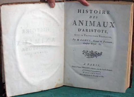 Histoire des Animaux d'Aristote. Notes sur l'Histoire des Animaux d'Aristote. 2 volumes.. ARISTOTE