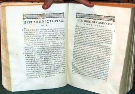 Histoire des Animaux d'Aristote. Notes sur l'Histoire des Animaux d'Aristote. 2 volumes.. ARISTOTE