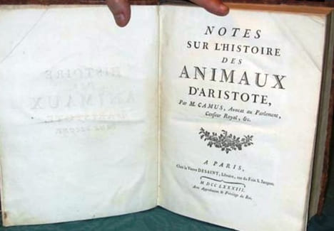 Histoire des Animaux d'Aristote. Notes sur l'Histoire des Animaux d'Aristote. 2 volumes.. ARISTOTE