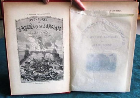 Aventures de trois Russes et de trois Anglais dans l'Afrique Australe. (Steamer, rouge). VERNE Jules