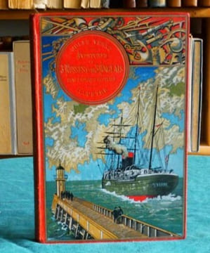 Aventures de trois Russes et de trois Anglais dans l'Afrique Australe. (Steamer, rouge). VERNE Jules