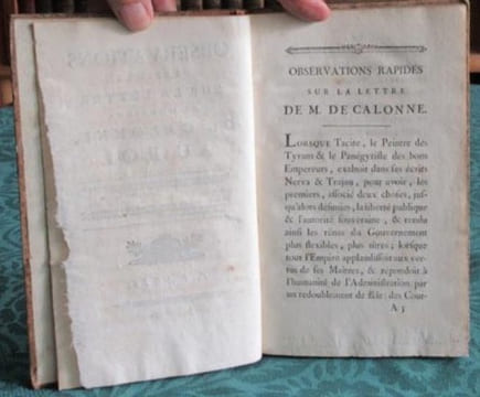 Observations rapides sur la lettre de Monsieur de Calonne au Roi - Édition originale.. CERUTTI Joseph-Antoine