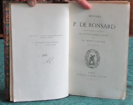 Oeuvres de Pierre de Ronsard, Gentilhomme Vandomois. Tome 5.. MARTY-LAVEAUX Charles
