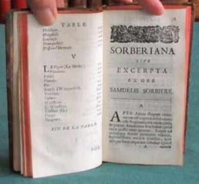 Sorberiana, ou Bons Mots. Rencontres agréables, Pensées judicieuses, et Observations curieuses.. SORBIERE Samuel