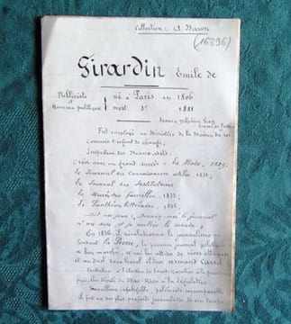 Lettre Autographe Signée d'Émile de Girardin.. GIRARDIN Émile de