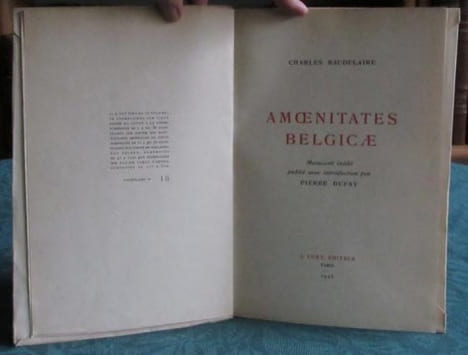 Amoenitates Belgicae - Édition originale.. BAUDELAIRE Charles