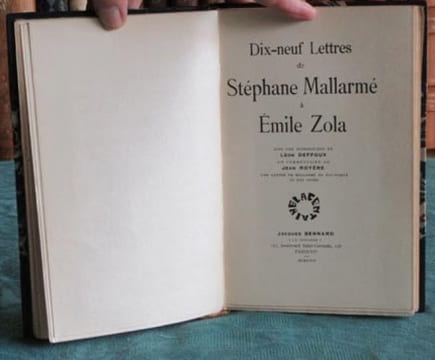 Dix-neuf Lettres de Stéphane Mallarmé à Émile Zola - Édition originale.. MALLARME Stéphane - DUFFOUX - ROYERE