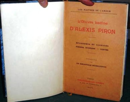 L'Oeuvre badine d'Alexis Piron - Épigrammes et Chansons - Poésies diverses - Contes.. PIRON Alexis