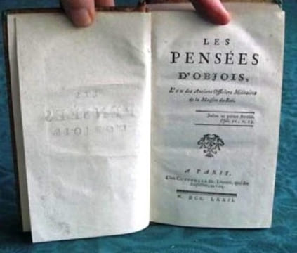 Les Pensées d'Objois. Les Pensées Errantes avec quelques Lettres d'un Indien - Édition originale.. OBJOIS - BENOUVILLE Bonne-Charlotte de