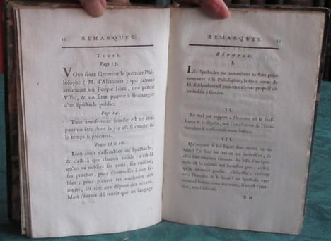 Critique d'un livre contre les Spectacles intitulé J. J. Rousseau, Citoyen de Genève, à m. d'Alembert - Édition originale.. BETHISY DE MEZIERES ...