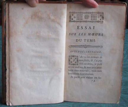 Essai sur les Moeurs du tems (temps).. REBOUL Robert