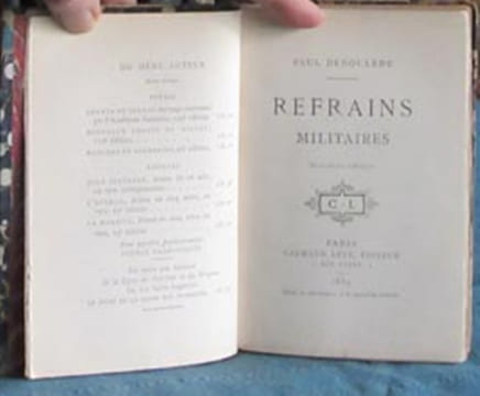 Chants, Refrains, Marches et sonneries, du Soldat, du Militaire, du Paysan. 5 volumes. DEROULEDE Paul
