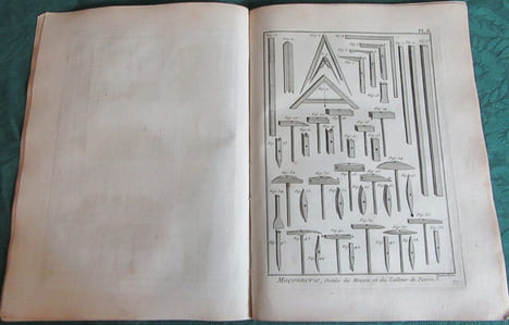 Encyclopédie Diderot et D'Alembert - Recueil de 11 planches de Maçonnerie - Édition originale.. DIDEROT - D'ALEMBERT