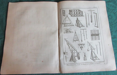 Encyclopédie Diderot et D'Alembert - Recueil de 11 planches de Maçonnerie - Édition originale.. DIDEROT - D'ALEMBERT