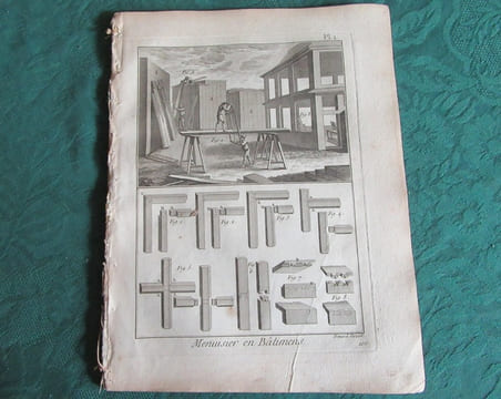 Encyclopédie Diderot et D'Alembert - Recueil de 22 planches de Menuisier en Bâtiment - Édition originale.. DIDEROT - D'ALEMBERT