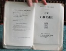 Un crime - roman - Édition originale.. BERNANOS Georges
