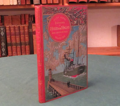 Aventures de trois Russes et de trois Anglais dans l'Afrique Australe. (Steamer, rouge). VERNE Jules