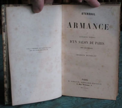 Armance ou quelques scènes d'un salon de Paris.. STENDHAL (Henry Beyle de)