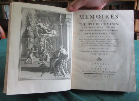 Mémoires de Messire Philippe de Commines (Comines), seigneur d'Argenton. 4 volumes.. COMMINES Philippe de