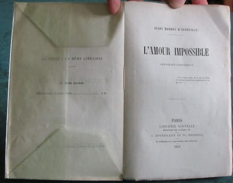 L'Amour Impossible, chronique parisienne. Seconde édition.. BARBEY D'AUREVILLY Jules