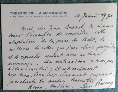 Ensemble de 5 Lettres et 1 carte signées de Pierre Fresnay