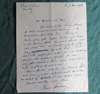 Ensemble de 5 Lettres et 1 carte signées de Pierre Fresnay