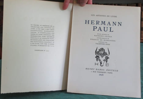 Les artistes du livre - Hermann Paul. GEIGER Raymond