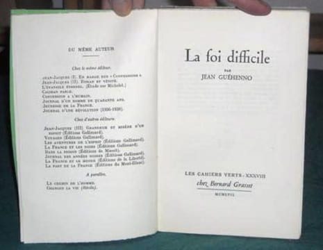 La foi difficile - Édition originale.. GUEHENNO Jean