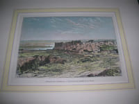 Gravure couleurs. Biredjik et l'Euphrate - Vue prise en dehors de la ville.