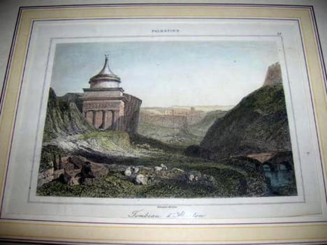 Gravure couleurs. Palestine - Tombeau d'Absalon.. LEMAITRE direxit