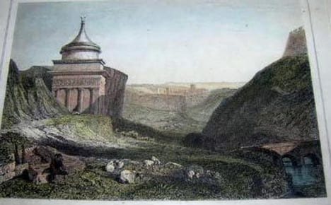 Gravure couleurs. Palestine - Tombeau d'Absalon.. LEMAITRE direxit