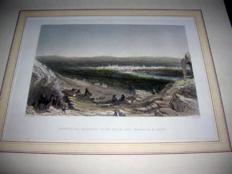 Gravure couleurs. Damascus - distant view from the mountain side.. BARTLETT - APPLETON