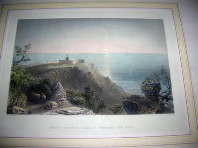 Gravure couleurs. Mount Carmel - Looking towards the sea.