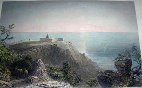 Gravure couleurs. Mount Carmel - Looking towards the sea.