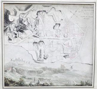 Plan et vue des abords de la Butte Montmartre à droite en sortant de la Barrierre de Clichi (sic). Concours du 15 Thermidor l’An II (2 août 1794).