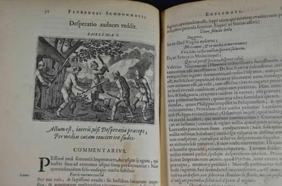 Emblemata Florentii Schoonhovii I.C. Goudani, Partim Moralia partim etiam Civilia. Cum latiori eorundem ejufdem Auctoris interpretatione. Accedunt et alia quaedam Poëmatia in alijs Poema : tum fuorum libris non contenta.