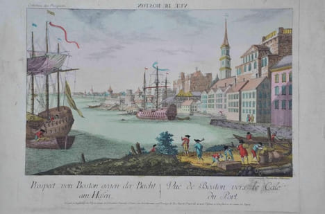 [Boston]. Vue de Boston. Vuë de Boston vers le Cale du Port.. COLLECTION DES PROSPECTS