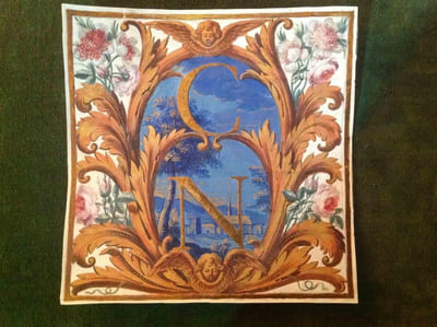 Grande initiale peinte « CN », XVIIe siècle (circa 1630)