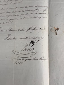 Lettre manuscrite du 21 décembre 1836, portrait lithographié