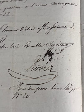Lettre manuscrite du 21 décembre 1836, portrait lithographié. VIDOCQ (François-Eugène)