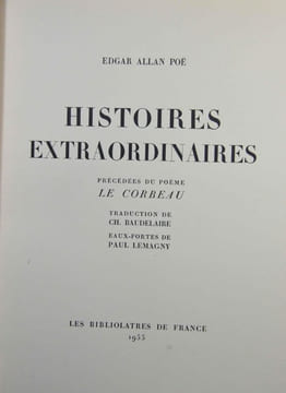 Histoires extraordinaires, précédées du poëme Le Corbeau.. POE, Edgar Allan, BAUDELAIRE Charles