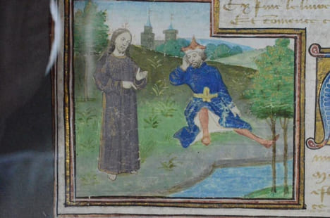 Peinture originale, Extraite d’une bible en français,  Le livre de Josué. undefined