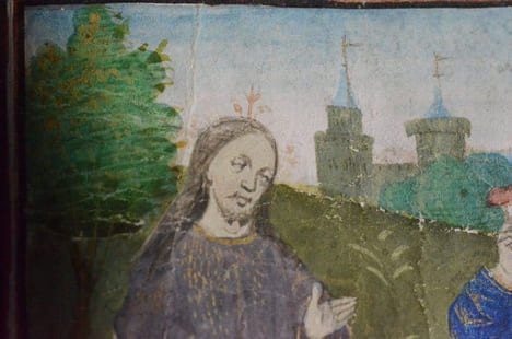 Peinture originale, Extraite d’une bible en français,  Le livre de Josué. undefined