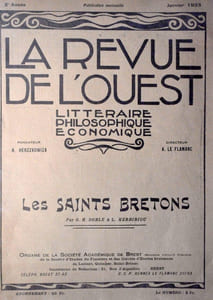 Revue de l’ouest  littéraire philosophique et économique deuxième années janvier 1933 numero spécial «les saints bretons» (br)