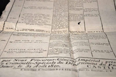 Etat Sommaire des arrêts définitifs, portant condamnation, rendus par la Cour de Justice Criminelle- Spéciale du département du Pas-de-Calais, séant à St-Omer, pendant le mois d'Aout 1810, et de ceux qui après pourvoi en cassation sont devenus exécutoires