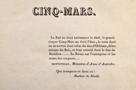 Cinq-Mars ou une conjuration sous Louis XIII.. Comte Alfred de Vigne.