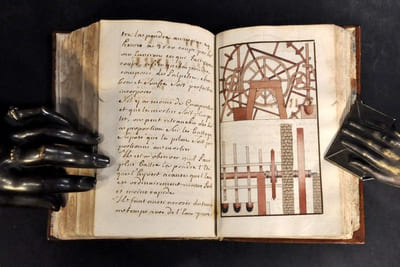 Journal manuscrit vers 1740 écrit par un lieutenant artificier. Bombes, mines et grenades.  [ARTILLERIE. Bois de remontage. ]