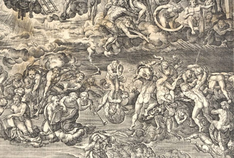 Le Jugement dernier. WIERIX Johan (1549-1615) D'après BUONARROTI Michelangelo (dit MICHEL-ANGE) 